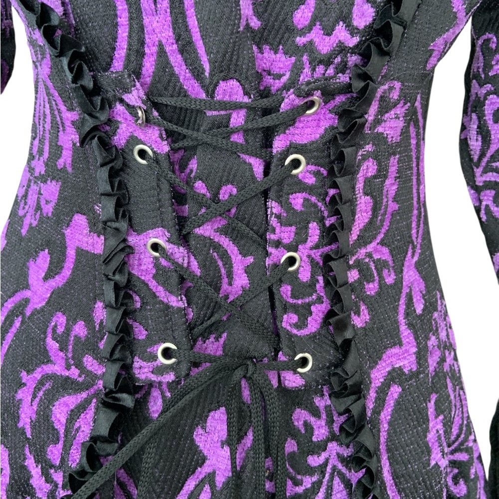 Elegant Purple and Black Women's Coat - Picture 5 of 10